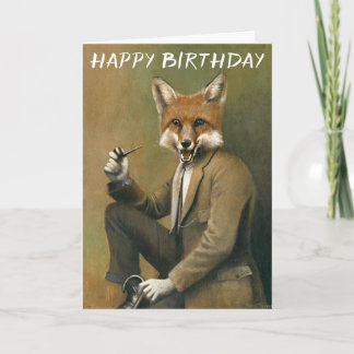 Tarjeta Vintage Fox In Suit Birday Card