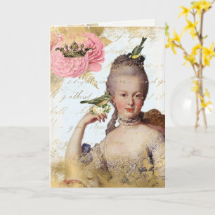 Tarjeta vintage francesa Marie Antoinette shabby