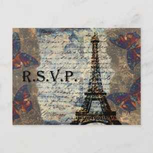 tarjeta vintage francesa Wedding rsvp