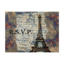 tarjeta vintage francesa Wedding rsvp