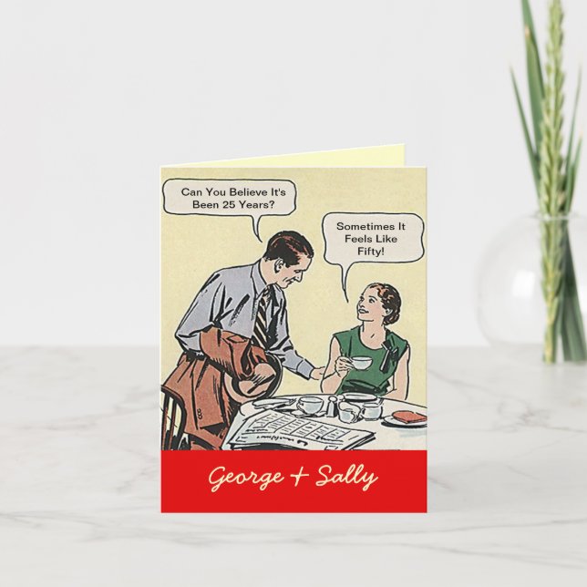 Tarjeta Vintage Fun Couples Cards Happy Aniversario (Anverso)