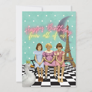Tarjeta Vintage Funky Group Birday Greetings