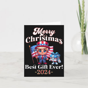 Tarjeta Vintage Funny Trump Feliz Navidad Mejor Presente E