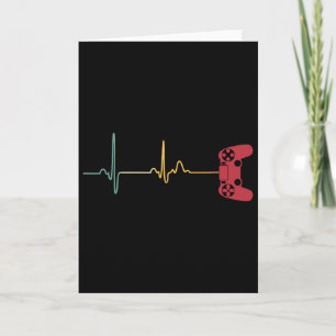 Tarjeta Vintage Gamer Heartbeat Para Jugadores De Videojue