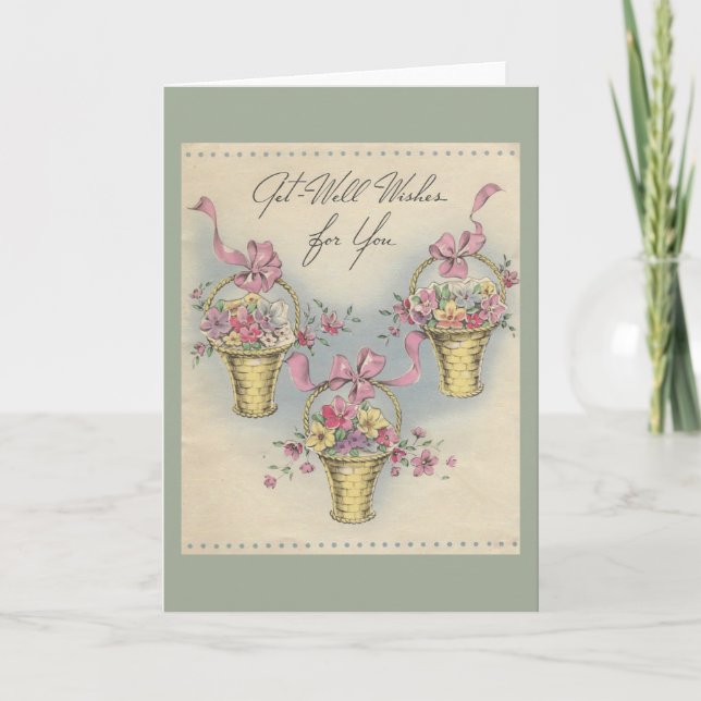 Tarjeta Vintage Get Well Baskets 1 (Anverso)