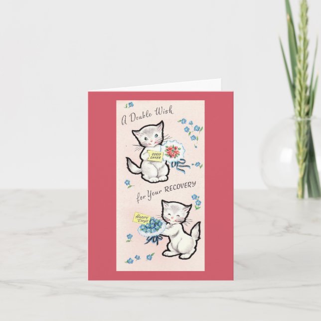 Tarjeta Vintage Get Well Kittens Card (Anverso)