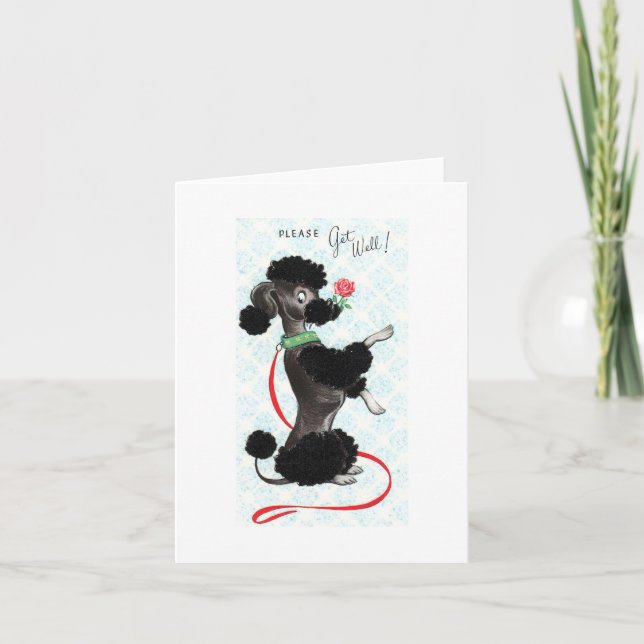 Tarjeta Vintage Get Well Poodle (Anverso)
