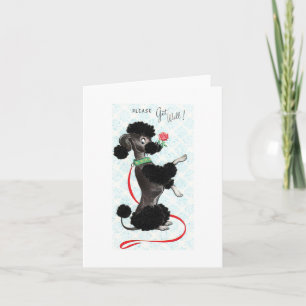 Tarjeta Vintage Get Well Poodle