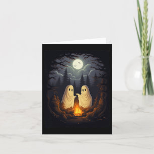 Tarjeta Vintage Ghost Camping Campfire Halloween Gótico Me