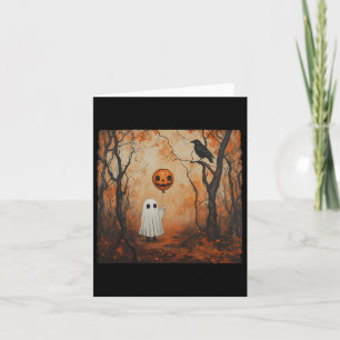 Tarjeta Vintage Ghost Pumpkin Gótico Halloween Ghost Spook