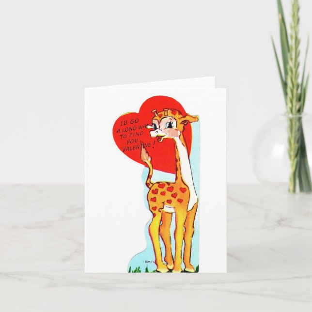 Tarjeta Vintage Giraffe Valentine (Anverso)