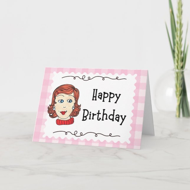 Tarjeta Vintage girl Happy Birthday Folded Greeting card (Anverso)