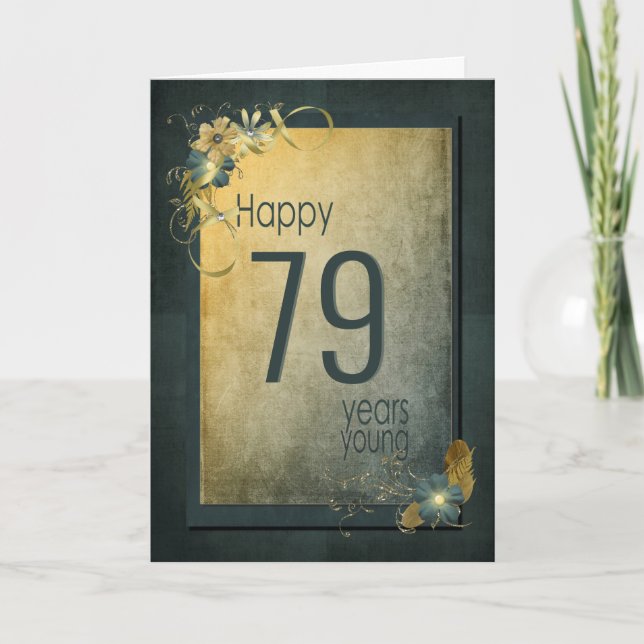 Tarjeta Vintage Gold 79th Birthday Card (Anverso)