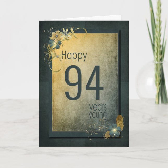 Tarjeta Vintage Gold 94th Birthday Card (Anverso)