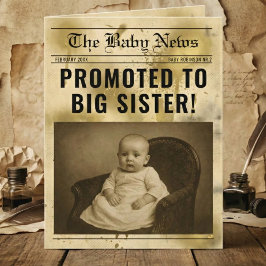 Tarjeta vintage gold Newspaper Pregnancy Announcement