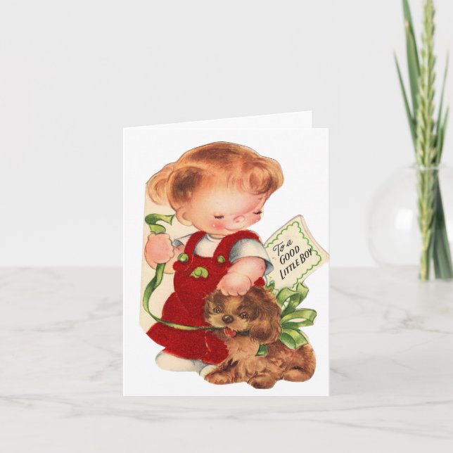 Tarjeta Vintage Good Little Boy Navidad Card (Anverso)