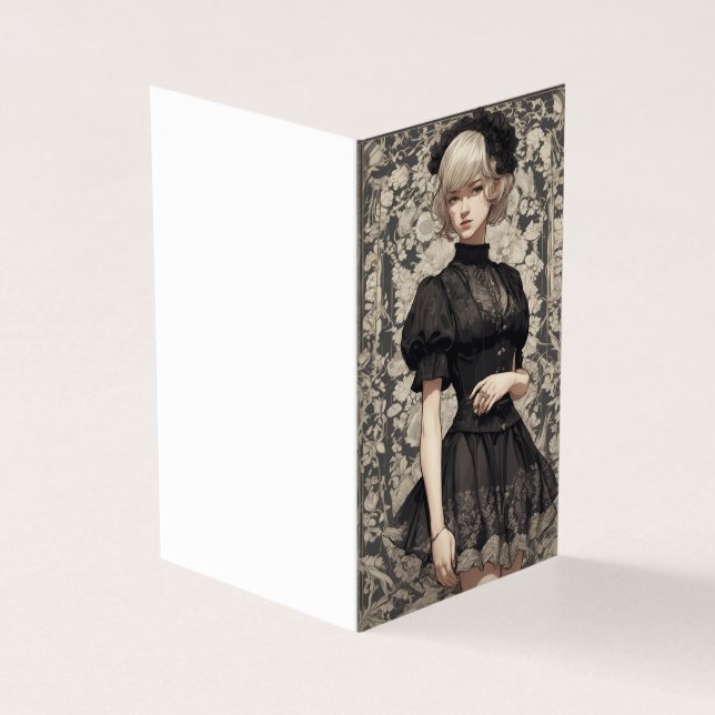 Tarjeta Vintage Gothic Pequeño Vestido Negro LBD Blank (Exterior)