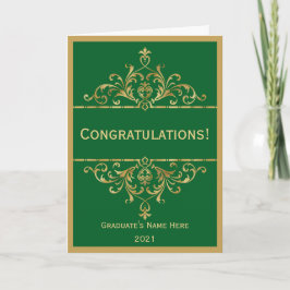 Tarjeta Vintage Green Gold Glam Felicitaciones Graduación