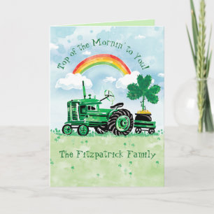 Tarjeta Vintage Green Tractor St. Patrick's Day