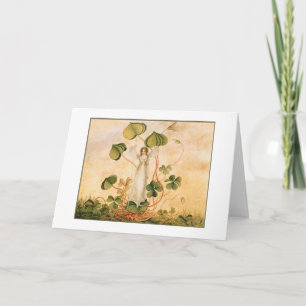 Tarjeta Vintage - hada con los tréboles,