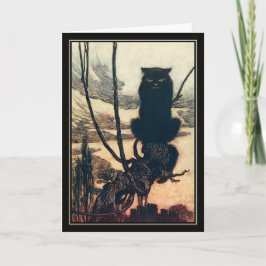 Tarjeta Vintage Halloween Arthur Rackham Gato Negro