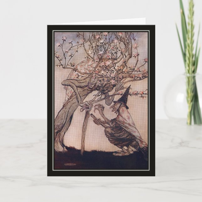 Tarjeta Vintage Halloween Arthur Rackham Witch (Anverso)