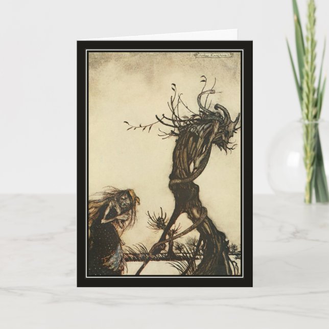 Tarjeta Vintage Halloween Arthur Rackham Witch (Anverso)