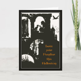Tarjeta Vintage Halloween Arthur Rackham Witch + Black Cat