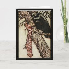 Tarjeta Vintage Halloween Arturo Rackham el cuervo