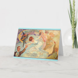 Tarjeta Vintage Halloween Bachelet Dance Greet Card