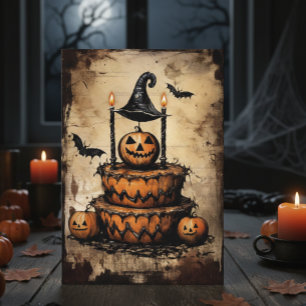 Tarjeta Vintage Halloween Cake Cumpleaños