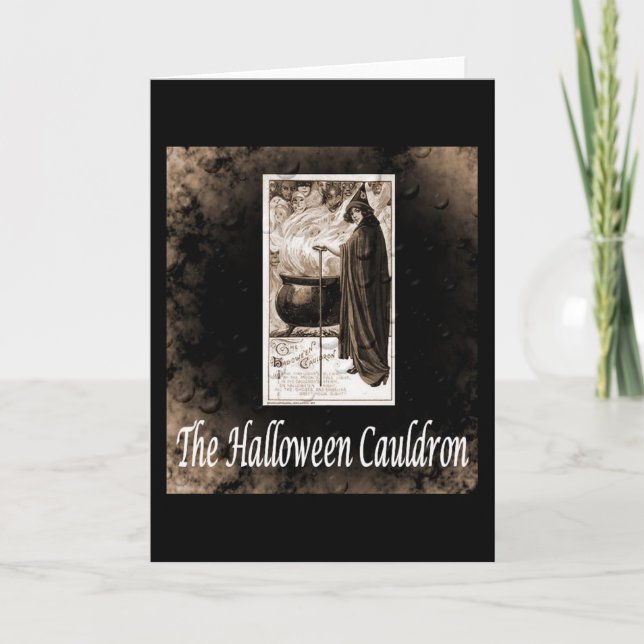 Tarjeta Vintage Halloween Cauldron (Anverso)