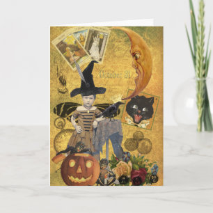 Tarjeta Vintage Halloween College Card