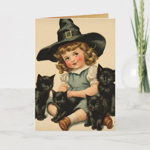 Tarjeta vintage Halloween cutie no 2 -cita graciosa