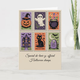 Tarjeta Vintage Halloween Delivery Stamp Card Spookie fun