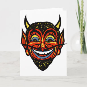 Tarjeta Vintage Halloween Devil Head