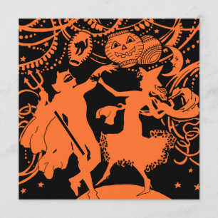Tarjeta Vintage Halloween Devil Wal Dance