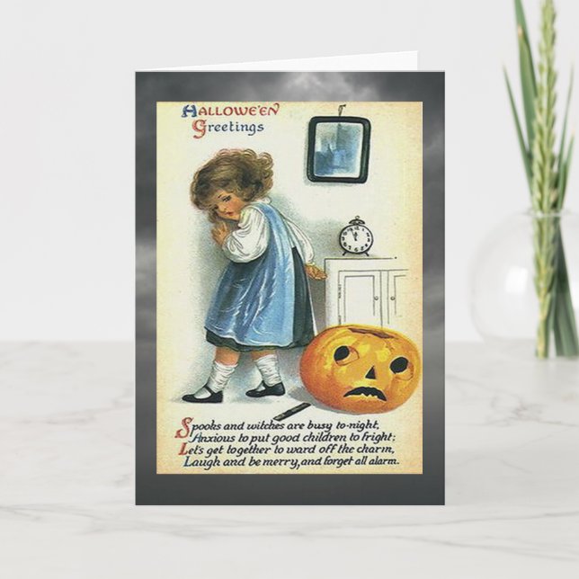 Tarjeta Vintage Halloween Greetings (Anverso)