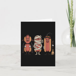 Tarjeta Vintage Halloween Hotdog Vampis Witch Mummy
