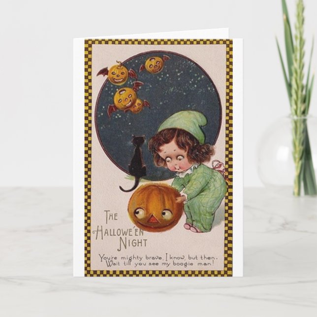 Tarjeta Vintage Halloween Night Greet Card (Anverso)