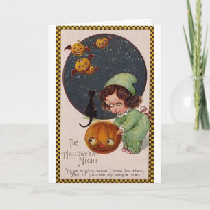 Tarjeta Vintage Halloween Night Greet Card