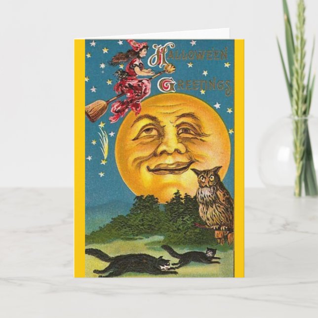 Tarjeta Vintage - Halloween - Saludos de Halloween (Anverso)