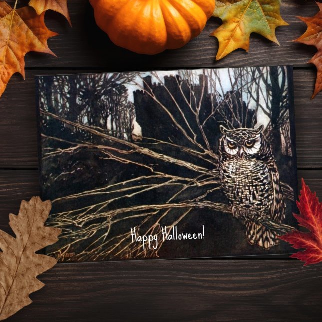 Tarjeta Vintage Halloween Spooky Owen Halloween Card (Subido por el creador)