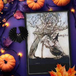 Tarjeta Vintage Halloween Spooky Witch Arthur Rackham