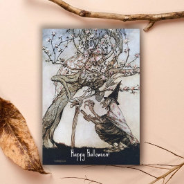 Tarjeta Vintage Halloween Spooky Witch Arthur Rackham