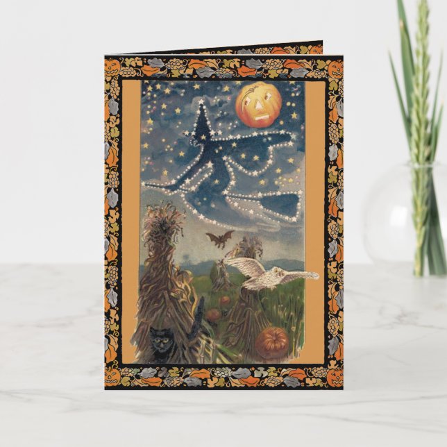 Tarjeta Vintage Halloween Starry Night Card (Anverso)