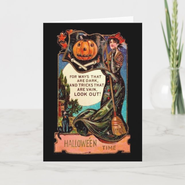 Tarjeta Vintage Hallowe'en Time Halloween (Anverso)