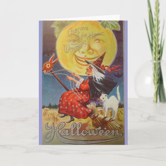 Tarjeta Vintage Halloween Witch (Anverso)