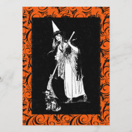 Tarjeta Vintage Halloween Witch