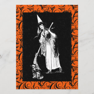 Tarjeta Vintage Halloween Witch